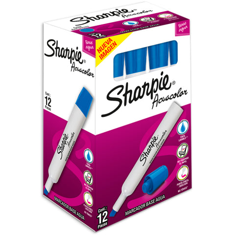 Marcador Acuacolor Sharpie Base Agua con 12 piezas Azul