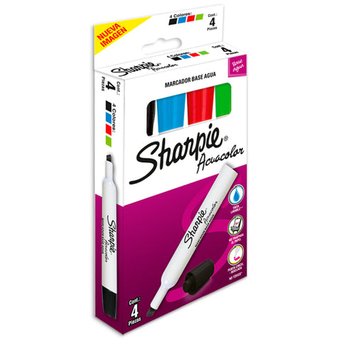 Marcador Acuacolor Sharpie Base Agua Estuche con 4 piezas