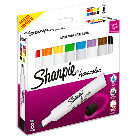 Marcador Acuacolor Sharpie Base Agua Estuche con 8 piezas