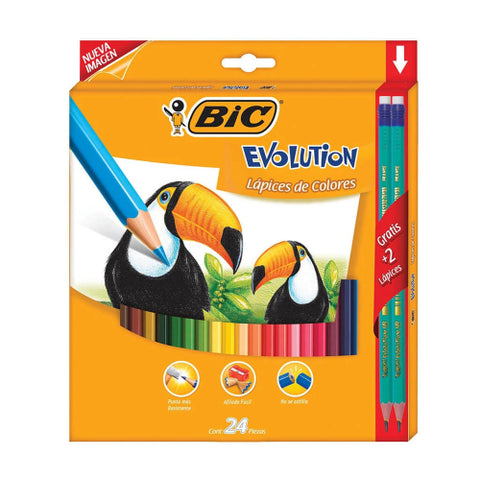 Colores Bic Evolution Mina 3mm Estuche con 24 piezas