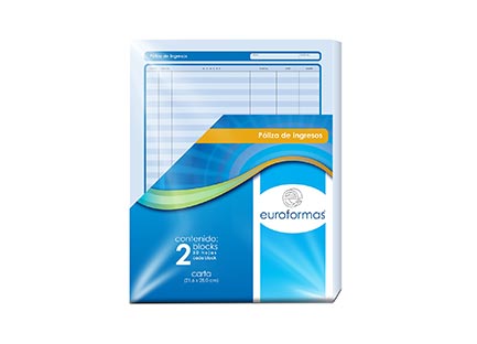 Poliza Ingreso Euroformas Carta 50 Hojas con 2 Blocks