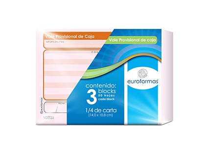 Vale Euroformas Provisional de Caja 1/4 con 50 con 3 Blocks