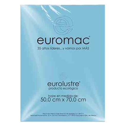 Papel Lustre Euromac 50x70" 24 Hojas Azul pastel