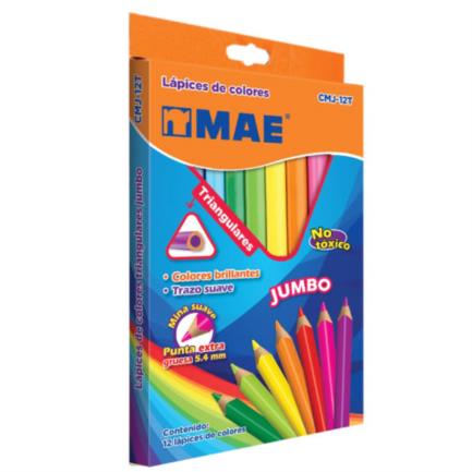 Colores Mae CMJ-12T Triangulares Jumbo Caja con 12 piezas