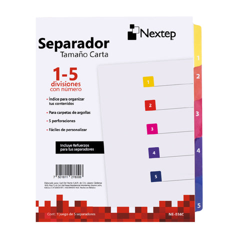 Separador Económico Nextep 5 Divisiones con Número