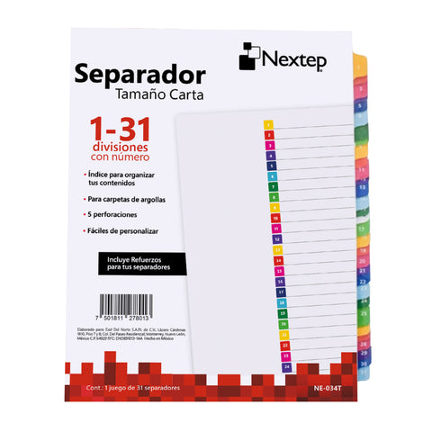 Separador Económico Nextep 31 Divisiones con Número
