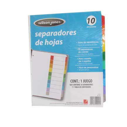 Separador Acco Tab 10 Div Ceja Color sin Numeracion