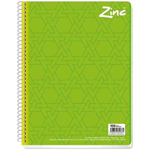 Cuaderno Scribe Zinc Profesional Espiral Sencillo Raya 100 hojas