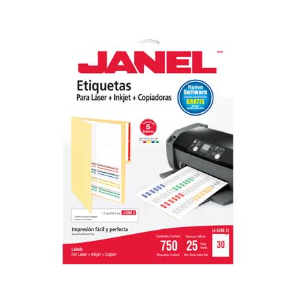 Etiqueta Janel Laser 5266 17X87 con 750 (5 Colores)