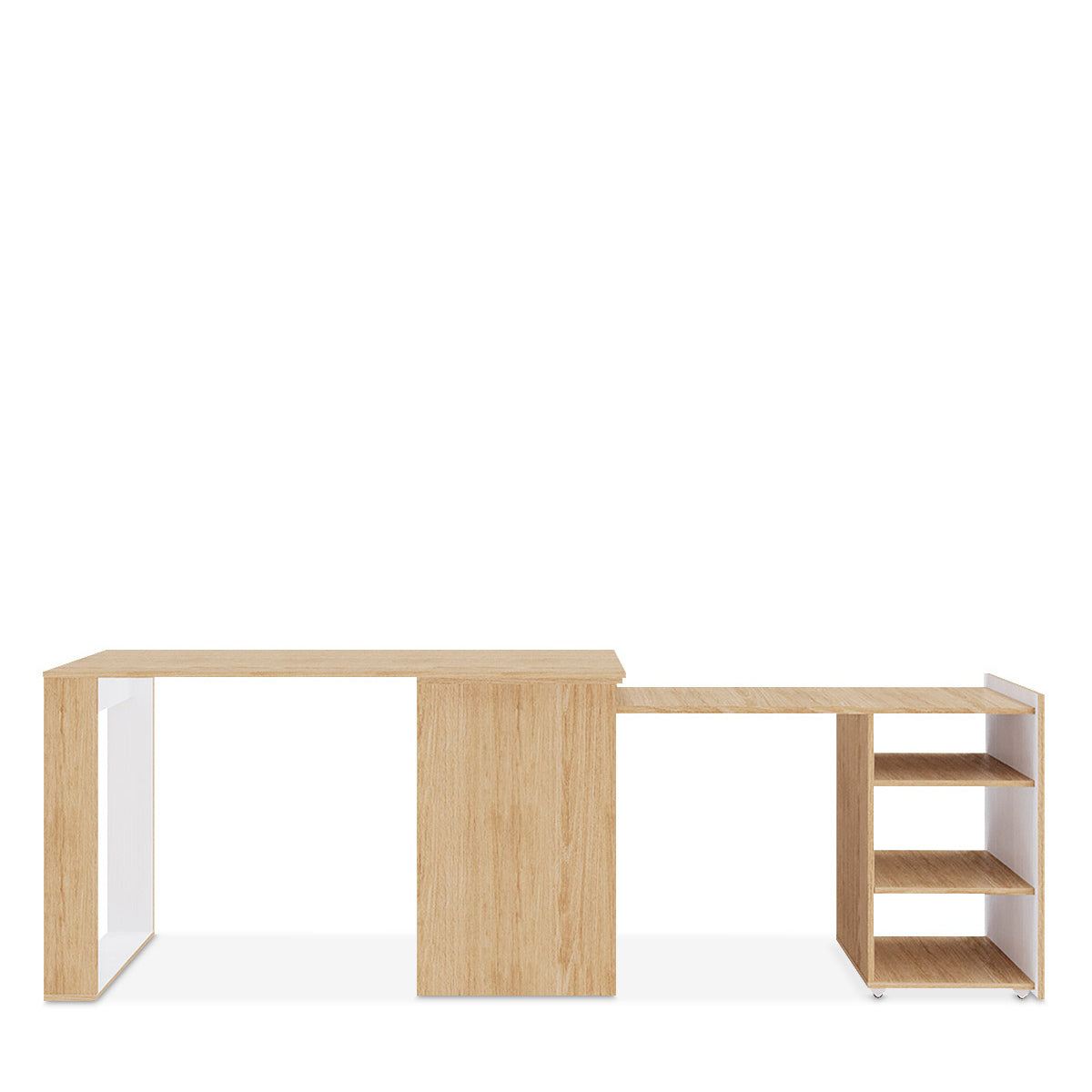 Escritorio Extensible para Oficina Maderkit 3 Configuraciones Melamina Natural · Escritorios para empresas · fastco