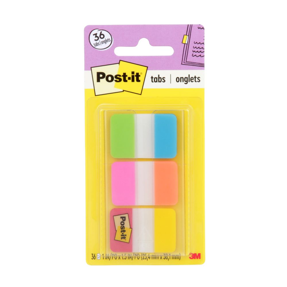 Banderitas 3M Adhesivas Rígidas Colores Brillantes 2.5x3.8cm con 36 Tabs