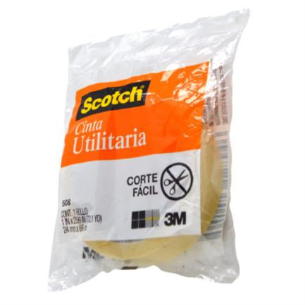 Cinta Scotch 3M 508 en Bolsa 0.024x66m Paquete con 8 piezas