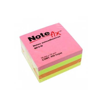 Notas Adhesivas 3M Note Fix 3X3 Neón 4 Blocks 100 hojas