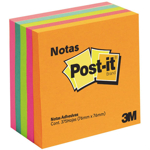 Notas 3M Post-It 3x3 Neón 5 Blocks con 75 Hojas