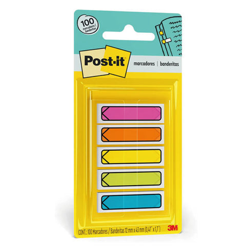 Banderitas 3M Post-it 684-ARR2 Flecha Neón 12mmx43mm 5 Blocks con 20 Banderitas