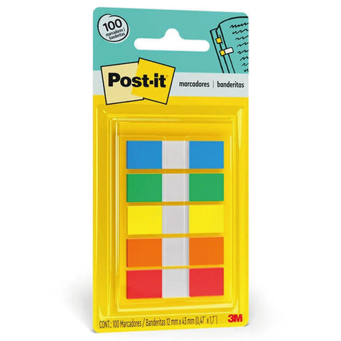 Banderitas 3M Post-it 683-5CF Colores Primarios 12mmx43mm 5 Blocks con 20 Banderitas