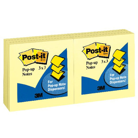 Notas Adhesivas 3M Post it Pop-Up Amarillas 3x3 Paquete con 5 Blocks de 100 hojas