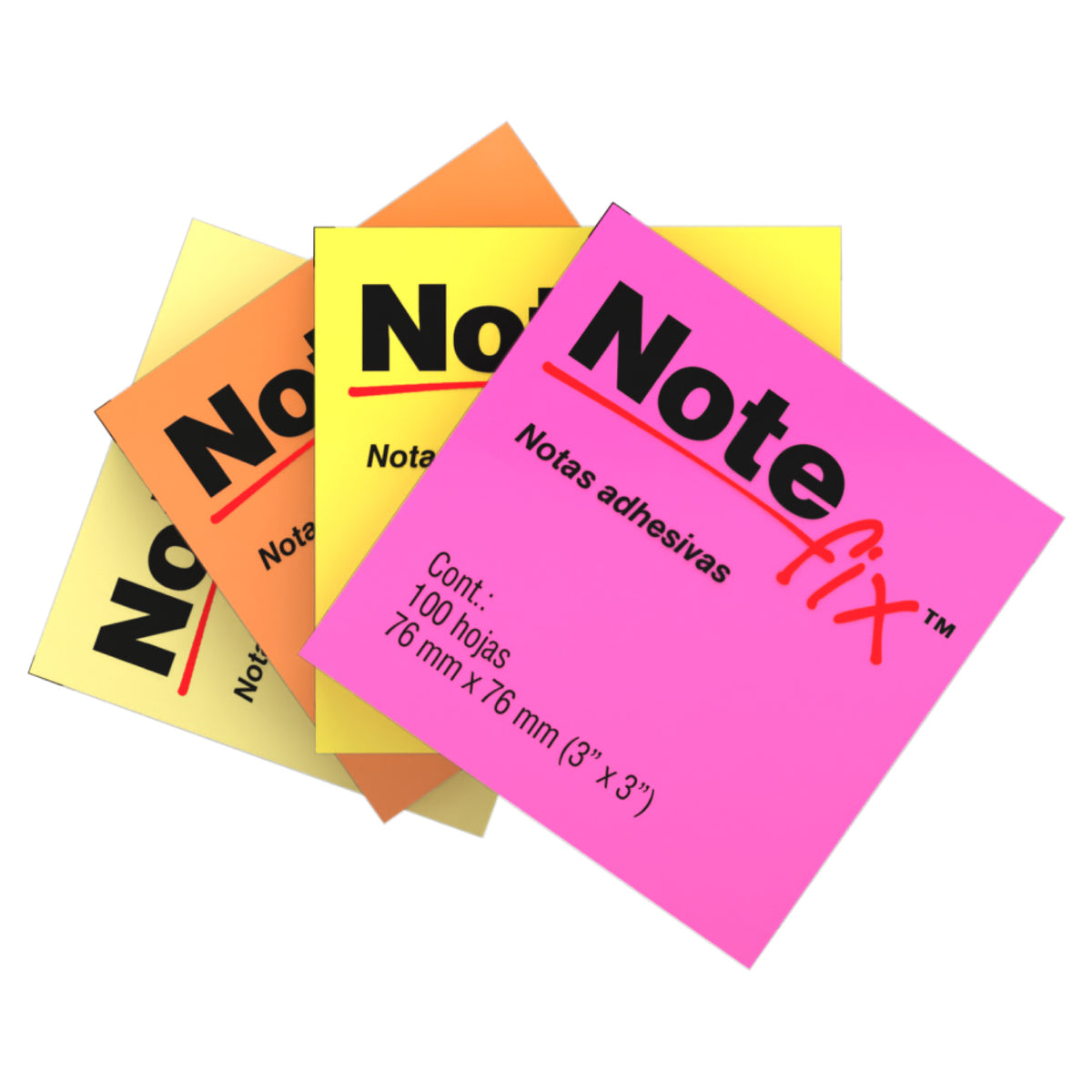 Notas Adhesivas 3M Notefix 3x3 Colores Neón paquete/100 hojas
