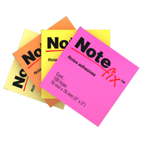 Notas Adhesivas 3M Notefix 3x3 Colores Neón paquete/100 hojas