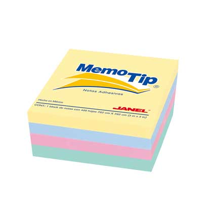 Notas Adhesivas Janel Memo Tip Mini Cubo Pastel 2X2 con 400 piezas