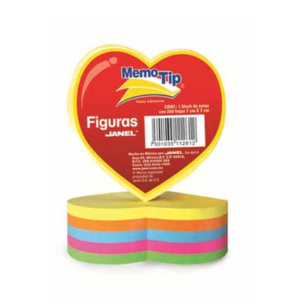Notas Adhesivas Janel Memo Tip Corazon 3X3 con 250 piezas
