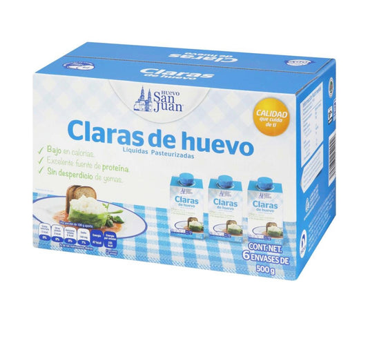 Caja Claras de huevo San Juan líquidas 500g