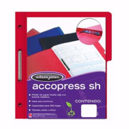 Carpeta Acco Press Media Ceja Oficio con Broche Color Rojo con 10 piezas