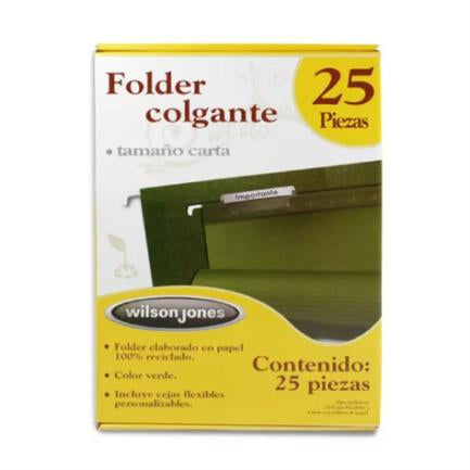 Folder Colgante Acco Wilson Jones Carta Color Verde Tradicional Caja con 25 piezas