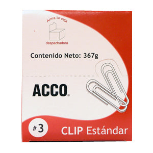 Clip Acco Estandar No.3 Inoxidable 100clips con 10 piezas