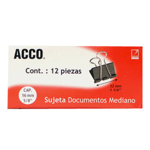 Sujeta Documentos Acco 5434 Mediano con 12 Sujetadores