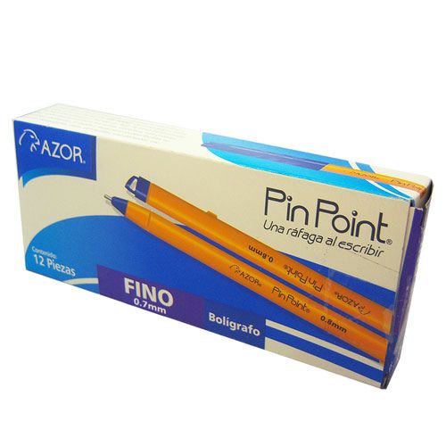 Bolígrafo Azor Pin Point Fino 0.7mm Caja con 12 piezas Azul