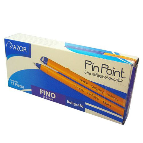Bolígrafo Azor Pin Point Fino 0.7mm Caja con 12 piezas Azul