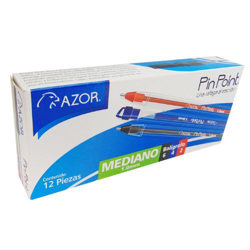 Bolígrafo Azor Pin Point Mediano 1.0mm Surtido Caja con 12 piezas