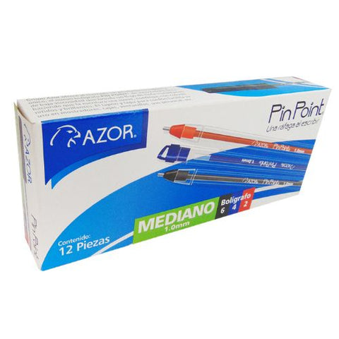 Bolígrafo Azor Pin Point Mediano 1.0mm Surtido Caja con 12 piezas