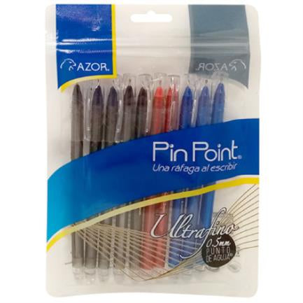Bolígrafo Azor Pin Point UltraFino Redondo Punta Aguja Fina 0.5 mm Colores Surtidos