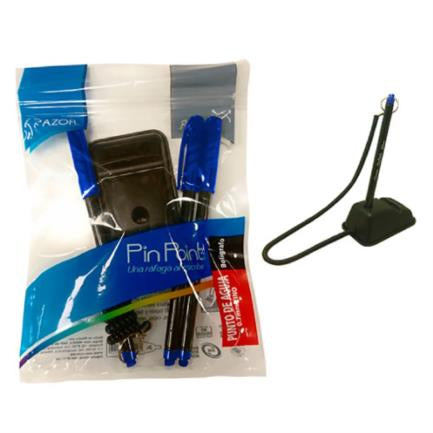 Bolígrafo Azor Pin Point Holder Redondo 0.7 mm con 3 piezas Azul