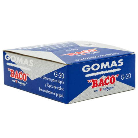 Borrador Baco Blanco para Lápiz Grande con 20 piezas