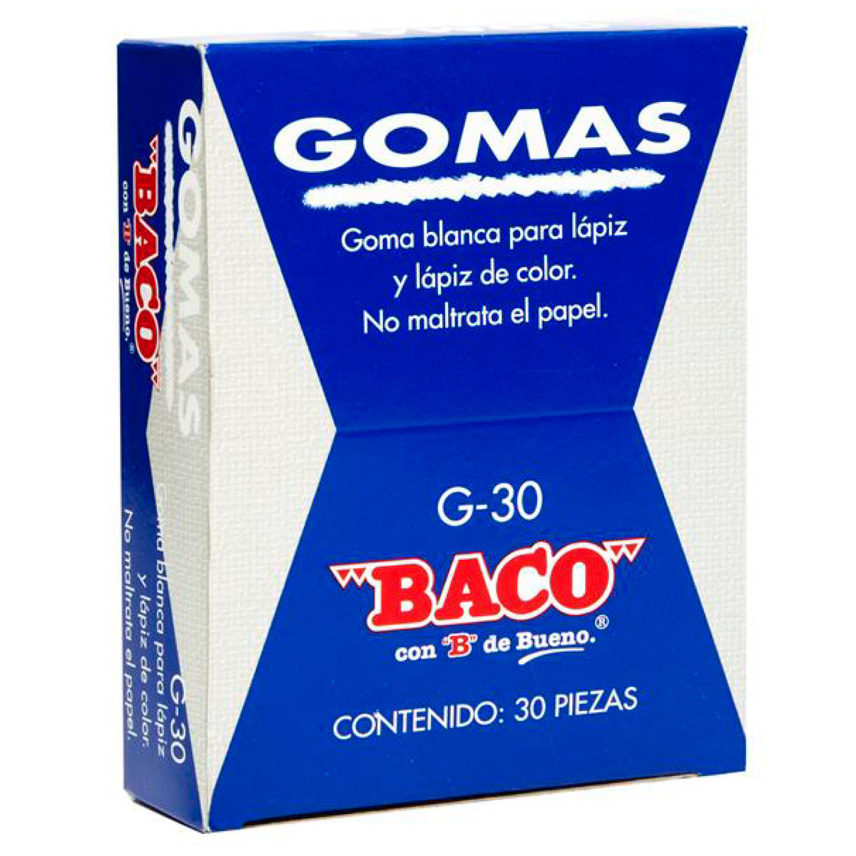 Borrador Baco Blanco para Lápiz Mediano con 30 Borradores