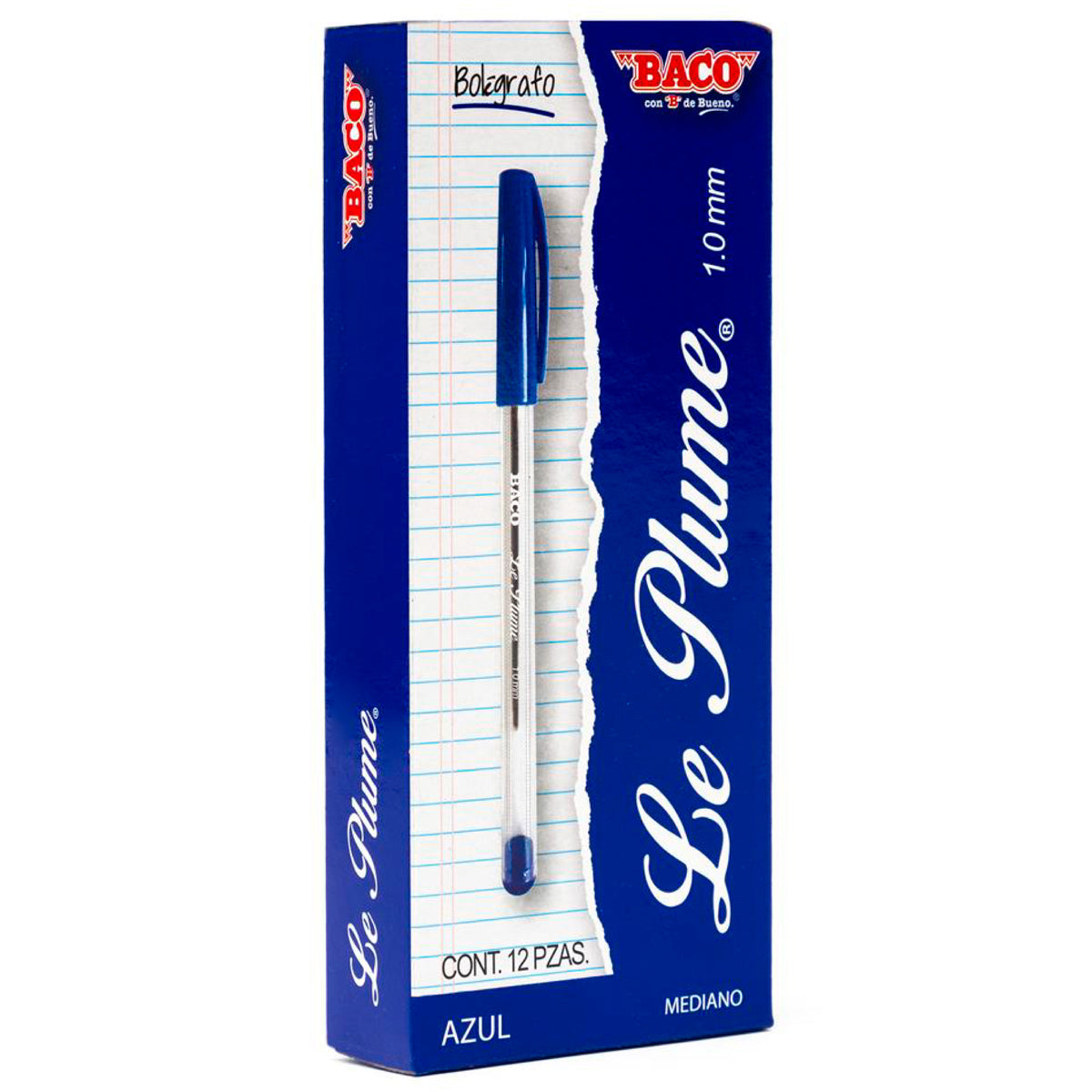 Bolígrafo Baco Le Plume 1.0MM Caja con 12 piezas Azul