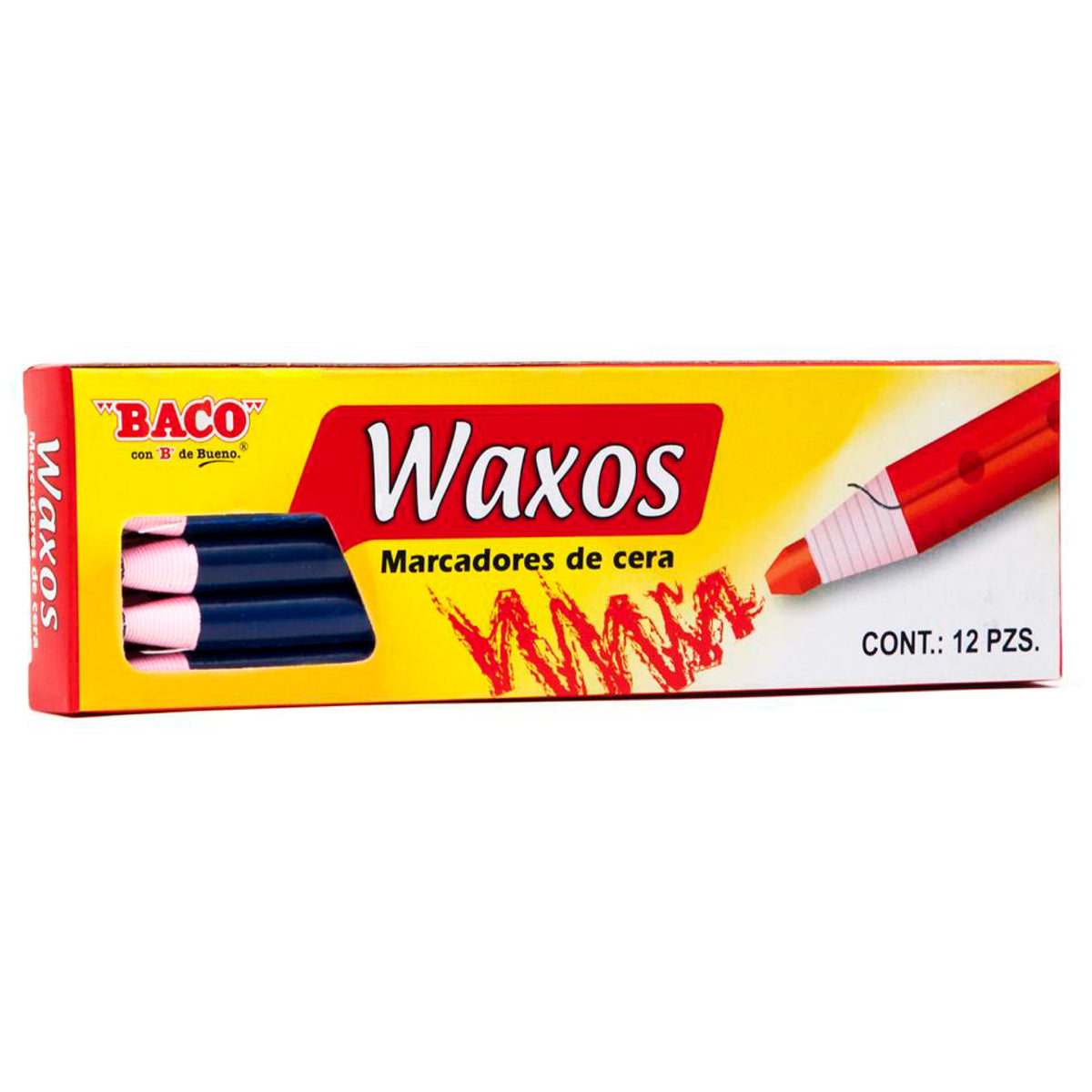 Marcador Baco Cera con 12 piezas Azul