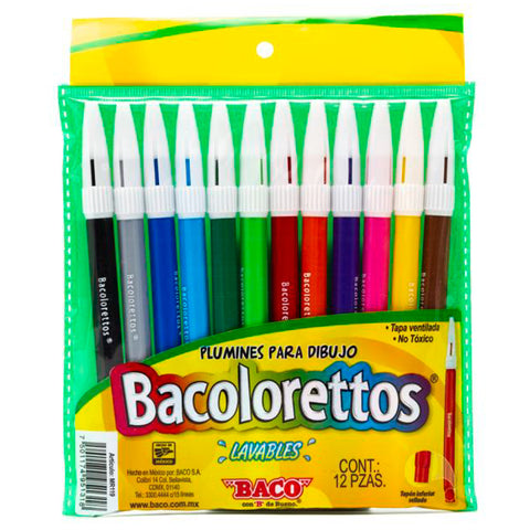 Marcador Bacoloreto Plumin con 12 piezas