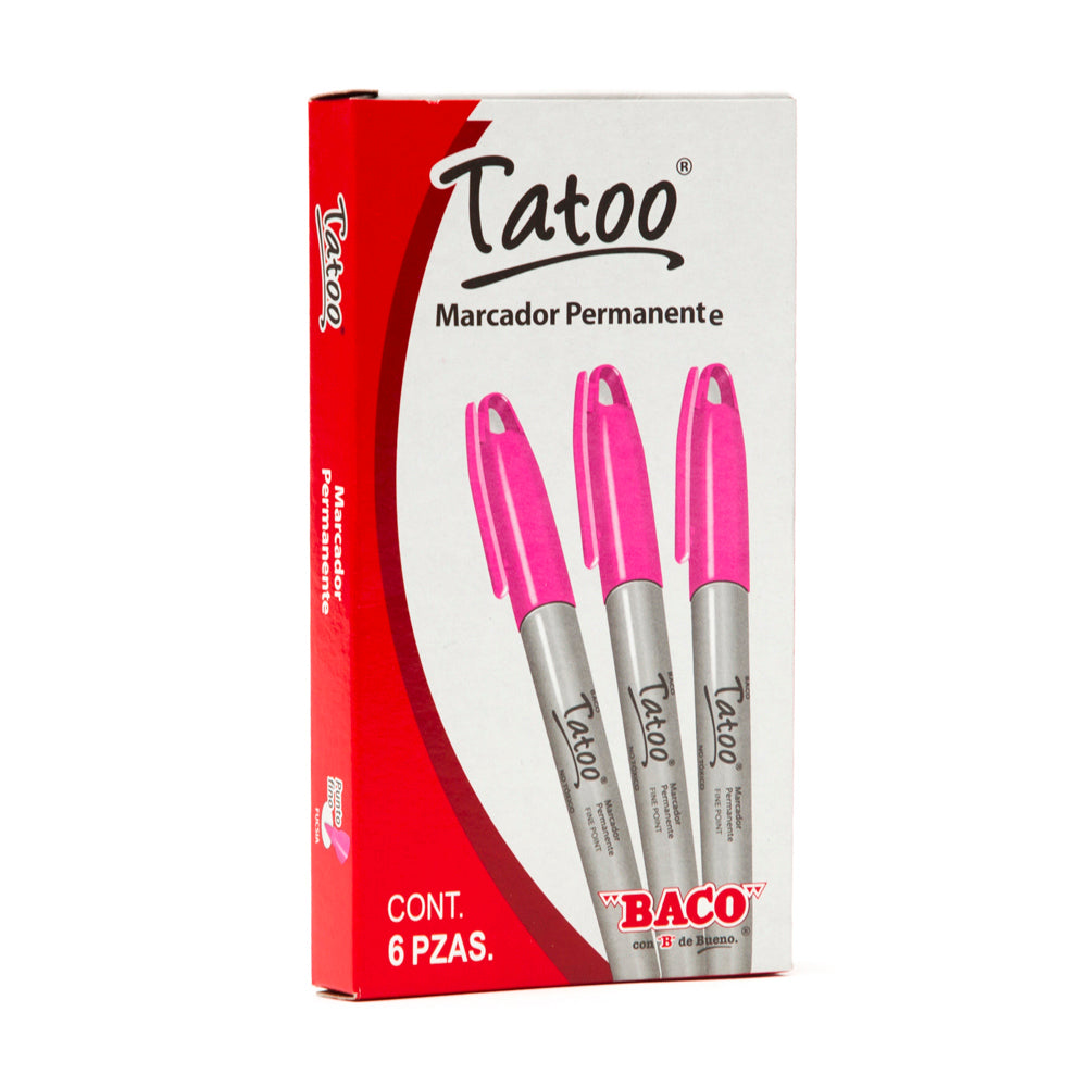 Marcador Perm Tatoo para Fino Rosa Fucsia Caja con 6 piezas