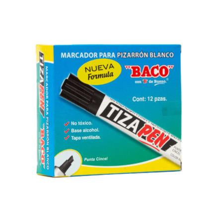 Marcador Baco Tizapen Barril Metálico Color Negro con 12 piezas