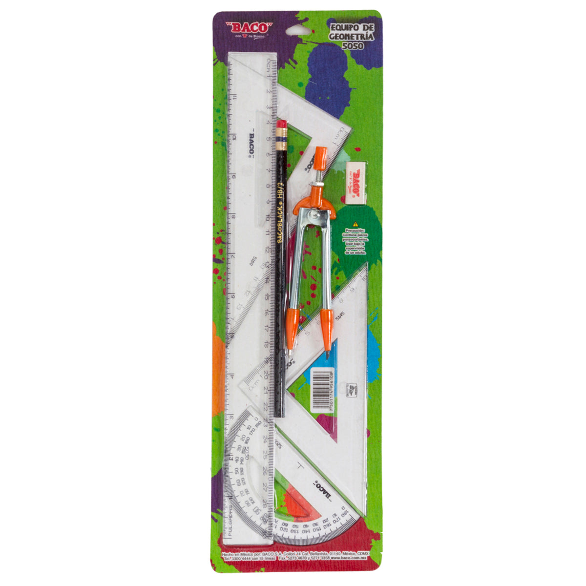 Equipo Geometría Baco ND-5050 Mediano C-106 con Regla de 30 cm