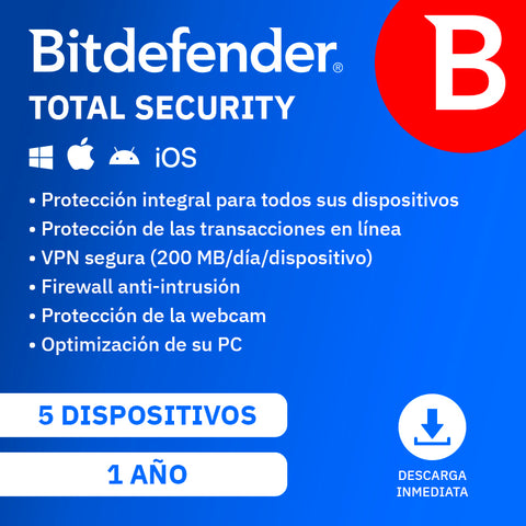 Antivirus Bitdefender Total Security multidispositivo · licencia digital · Licenciamiento para empresas · fastco