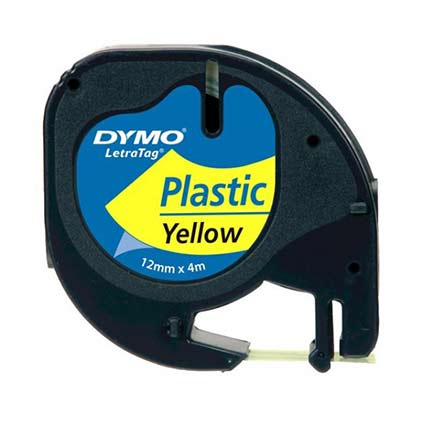 Cinta Etiquetadora Dymo Letratag Negro Sobre Plástico Amarillo