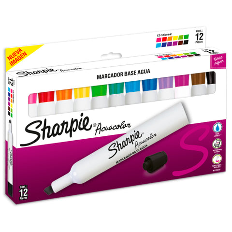 Marcador Acuacolor Sharpie Base Agua Estuche con 12 piezas