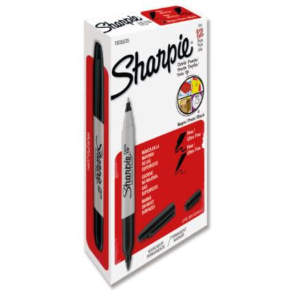 Marcador Sharpie Twin Tip Permanente Negro con 12 Piezas