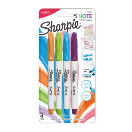 Marcador Sharpie SNote Resaltador Blister Colores Surtidos con 4 piezas