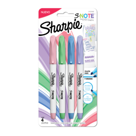 Marcador Sharpie SNote Resaltador Blister Colores Pastel Surtidos con 4 piezas